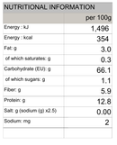 100% Soba (Buckwheat) Nature's Glory 230g/750g - Nutritional Information