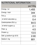 Cha Soba (BuckWheat-GreenTea) Nature's Glory 250g/750g - Nutritional Information