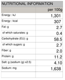 Organic Ramen Miso Flavor (No MSG) 100g - Nutritional Information
