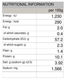 Organic Ramen Shoyu Flavor (No MSG) 100g - Nutritional Information