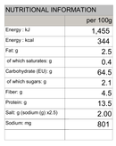 Quinoa Soba Nature's Glory 250g/750g - Nutritional Information