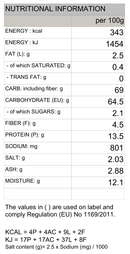 Soba Somen (Thin Soba) Nature's Glory 250g750g - Nutritional Information