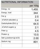Yomogi Soba with Mugwort Nature's Glory 250g/750g - Nutritional Information