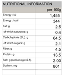 Lotus Root Soba (Buckwheat) Nature's Glory 250g/750g - Nutritional Information