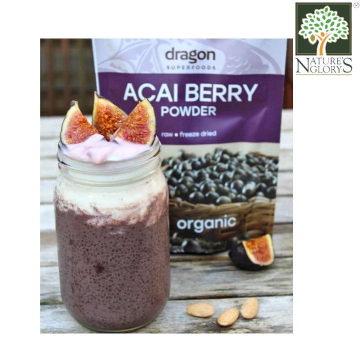 Acai Berry Powder Raw Freeze Dried  Organic  Dragon Superfoods 75g (BB: July 22,2025)