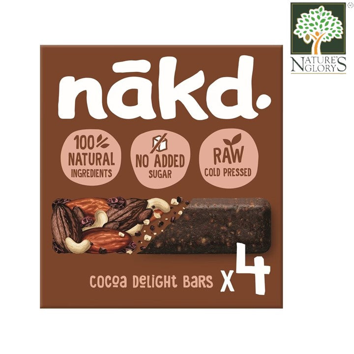 Raw Fruit & Nut bars Cocoa Delight Naked. 4 x bars (BB: July 09,2024)