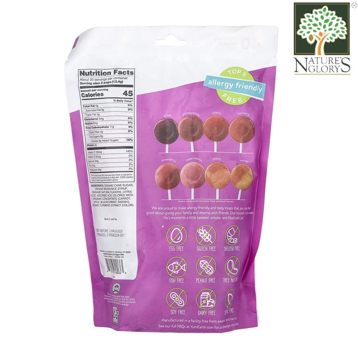 Yummy Earth Organic Vitamin C Lollipops 40+ 245g (BB: May 14,2026)