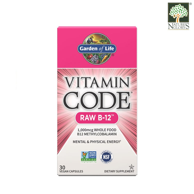 Garden of Life Vitamin Code Raw B-12 Vitamins 30 Vegan Caps Box Cover
