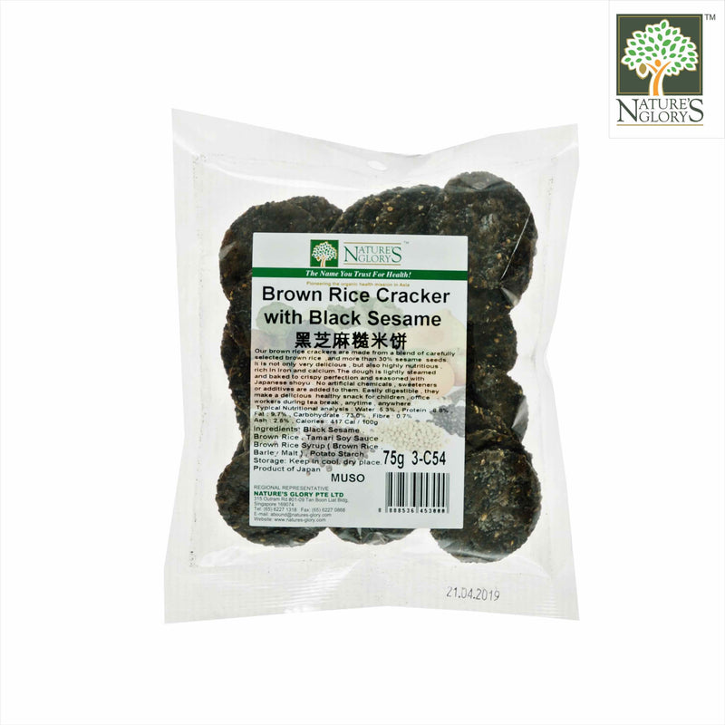 Brown Rice Cracker Black Sesame Nature's Glory 75g