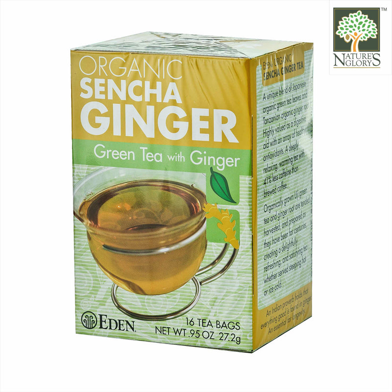 Sencha Ginger Tea, Eden Organic 16 tea bags/box