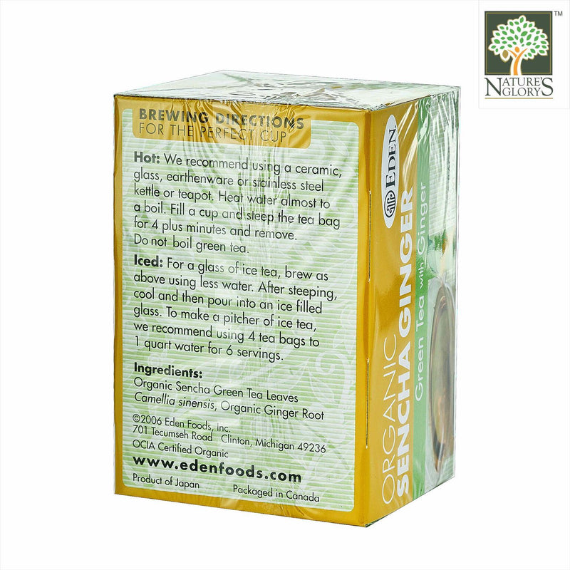 Sencha Ginger Tea, Eden Organic 16 tea bags/box - View 1