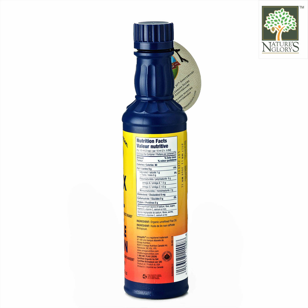 Flax Seed Oil Omega Nutrition 237ml/946ml Organic Nature's Glory Singapore