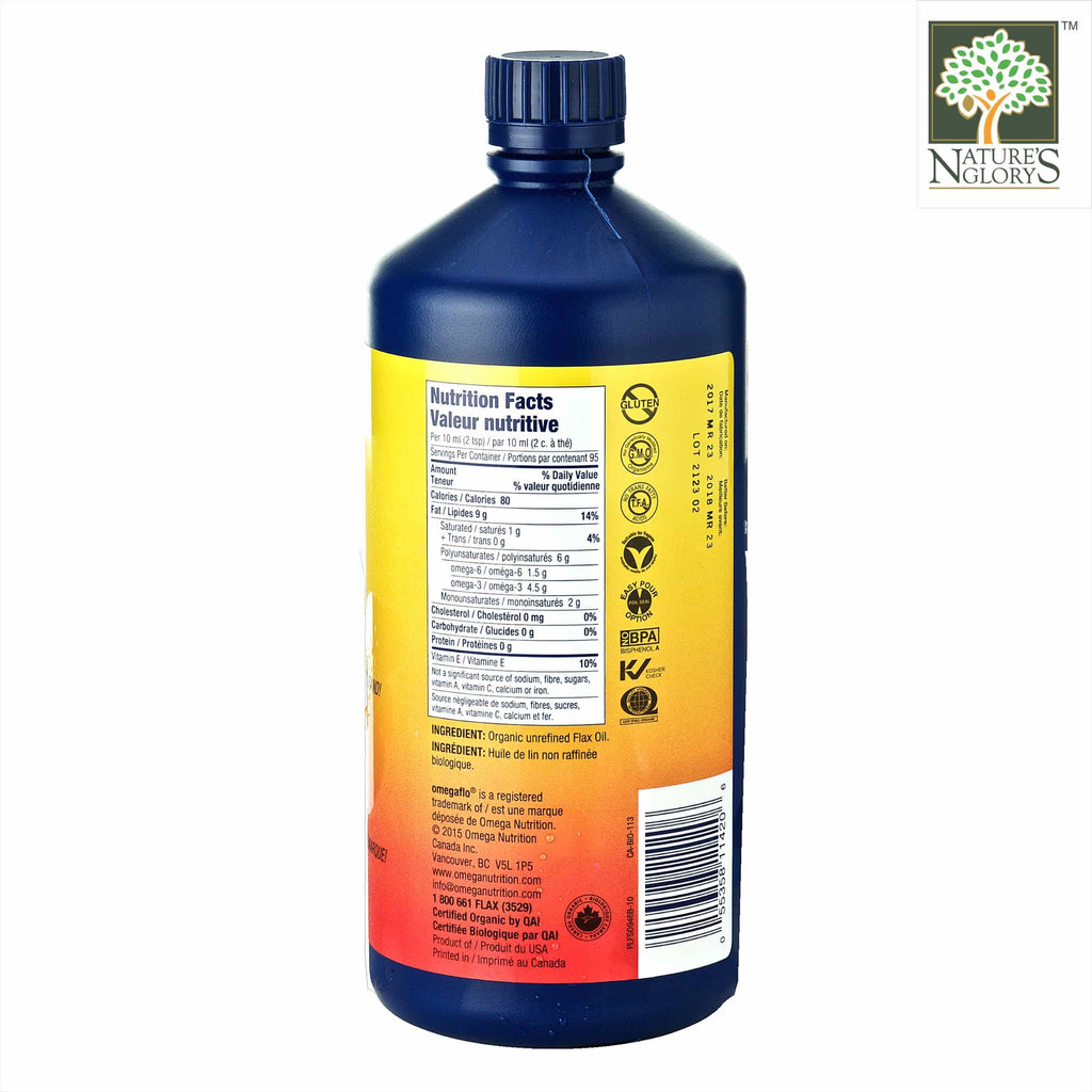 Flax Seed Oil Omega Nutrition 237ml/946ml Organic Nature's Glory Singapore