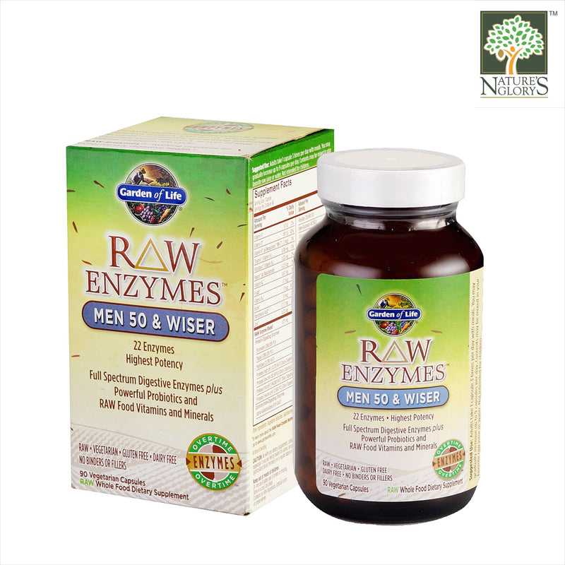 Garden of Life Raw Enzymes Men 50 & Wiser Organic 90 vcaps with Box Cover