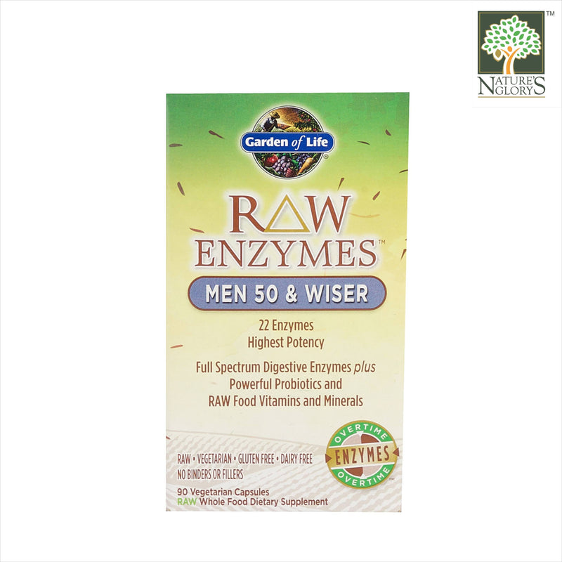 Garden of Life Raw Enzymes Men 50 & Wiser Organic 90 vcaps Box Cover