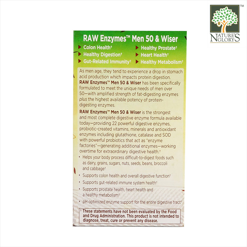 Garden of Life Raw Enzymes Men 50 & Wiser Organic 90 vcaps - Box Product Description View 3