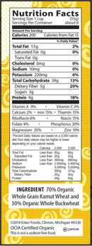 100% Wholegrain Kamut & BW Rigatoni Eden 340g Organic.(BB: Aug 06,2027)