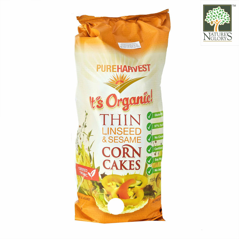 Linseed & Sesame Corn Cake Thins Pureharvest 150G Organic