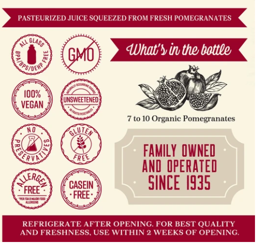 Organic Pure Pomegranate Juice Lakewood 946 ml(BB:
