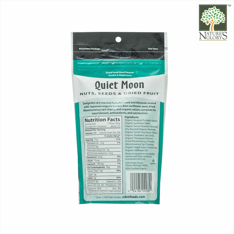 Quiet Moon Nuts Seeds & Dried Fruit Eden 113g Organic - Back View