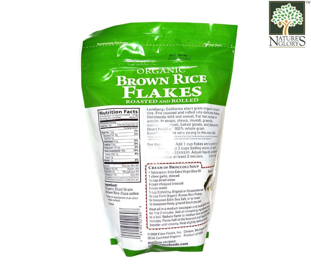 Short Grain Brown Rice Flakes Eden Organic 454g - Nature's Glory Singapore