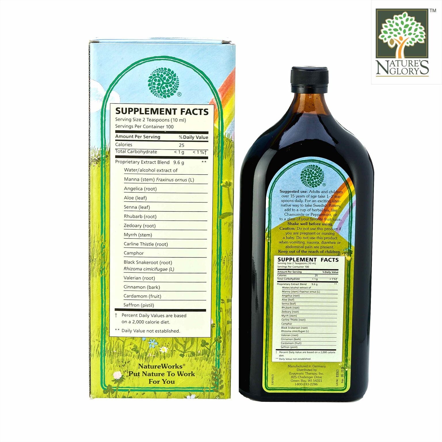 NatureWorks Swedish Bitters Herbal Extract Digestion Nature Glory