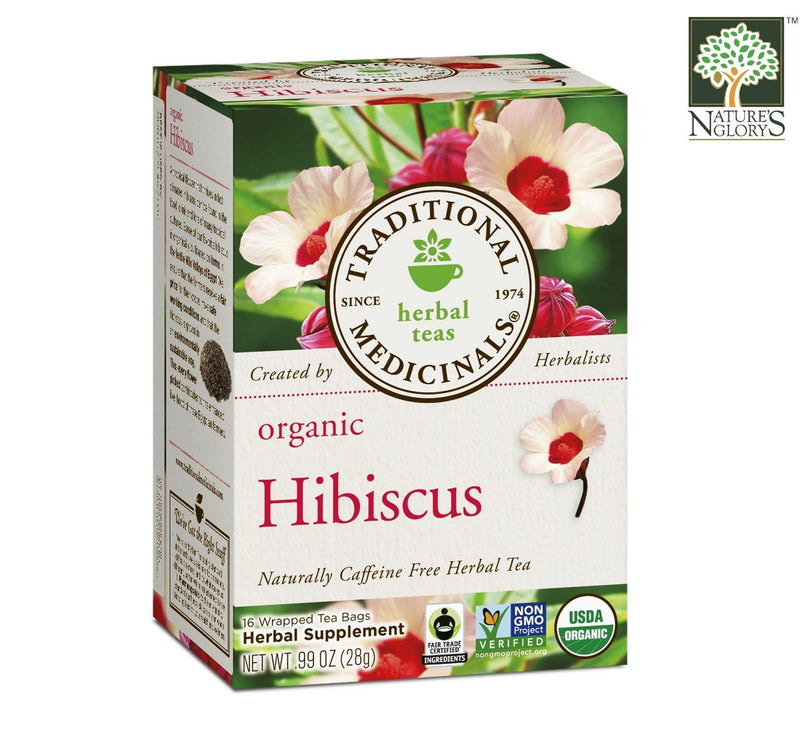 Organic Hibiscus Herbal Wellness Tea, Traditional Medicinals 16 Wrapped tea bags