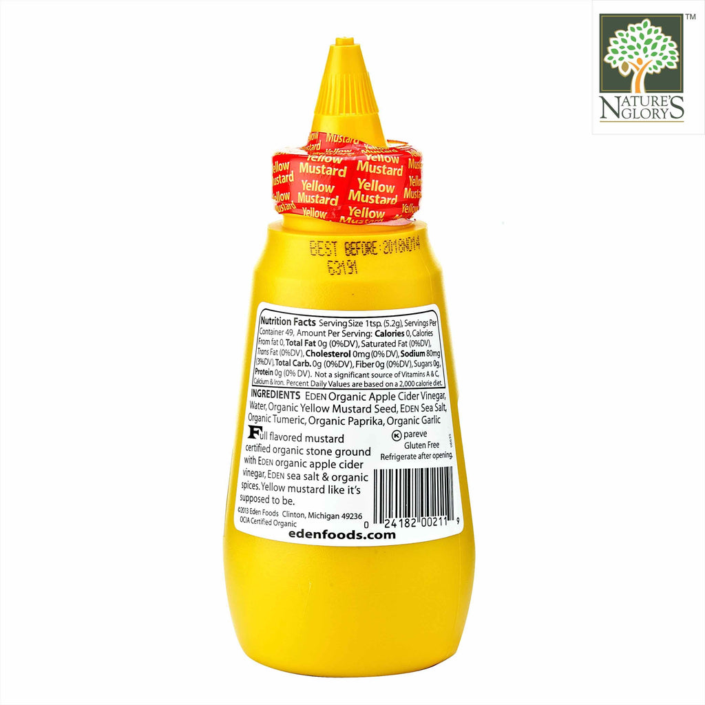 Yellow MustardSqueeze Bottle Eden Organic 255g Nature's Glory Singapore