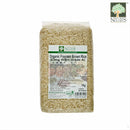 Front view of Nature's Glory Organic Fragrant Brown Rice 1kg pack, featuring Grade A long-grain brown rice in clear packaging.